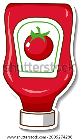 A sticker template with a ketchup bottle illustration