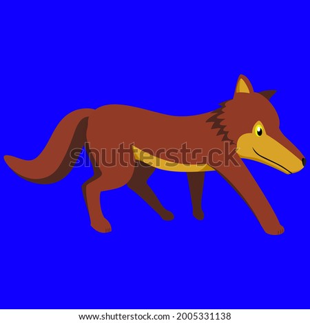 brown wolf in blue screen vector