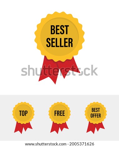 Bestseller, top, free, best offer badge ribbon vector icon