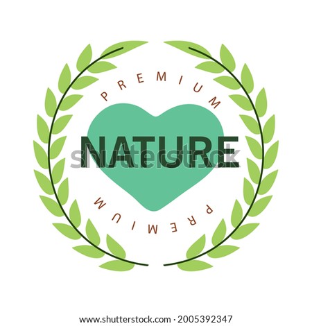 premiun nature label in heart