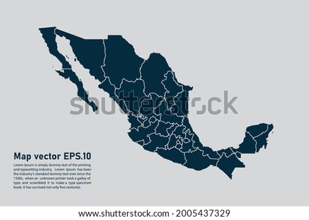 Mexico map vector. isolated on light gray background