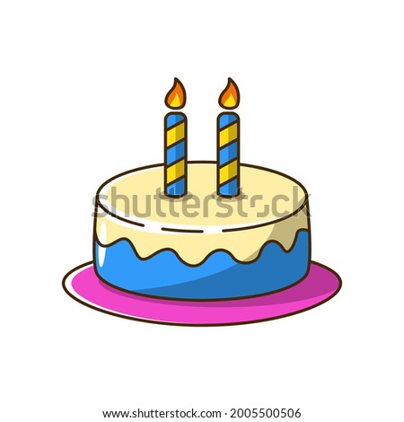 Birthday cake vector illustration with cartoon style isolated on white background