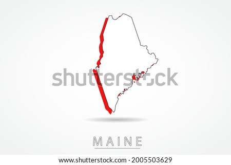 Maine Map - USA, United States of America map, World Map International vector template with red and outline graphic sketch style isolated on white background - Vector illustration eps 10