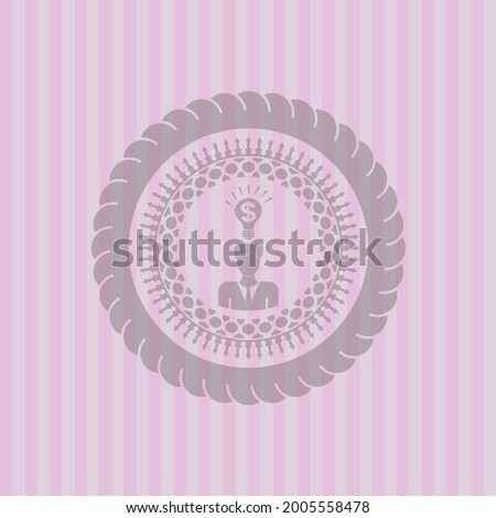 business idea icon inside pink emblem. Amazing desing. 