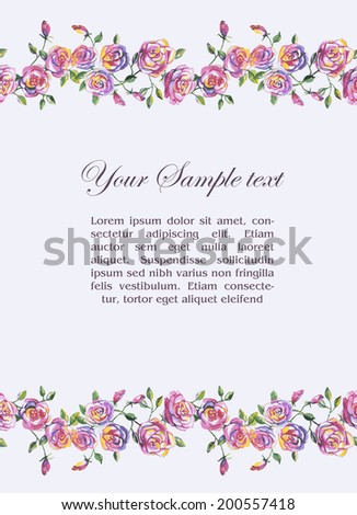 floral watercolor border and place for your text