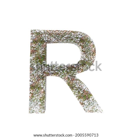 Alphabet letters in a form of a snowy grass
