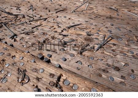 handmade wood with nails close up view of an old wood texture
