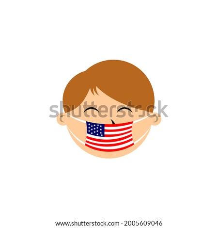Kids boy wearing american flag mask
