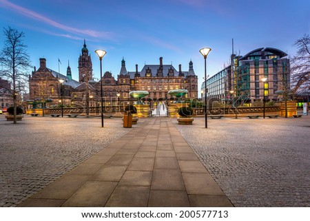 Sheffield Town Hall is a building in the City of Sheffield, England. The building is used by Sheffield City Council. Royalty-Free Stock Photo #200577713