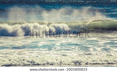Ocean wave crashing onto shoreline