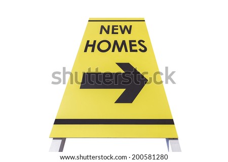 New homes arrow sign isolated with clipping path.  