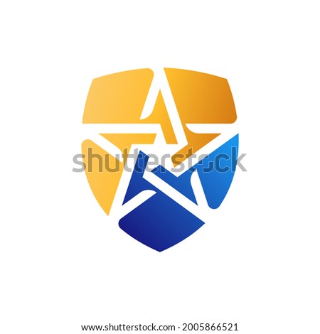 Abstract Star Logo icon Design Vector template. Star Logo with Shield design concept. Star Logo icon vector design template for business, branding, company, website, symbol, corporate, logo.