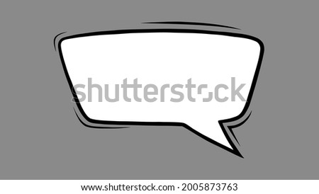Dialog speech bubble in comic style. Square speech bubble isolated in grey background. Handdrawn vector illustration