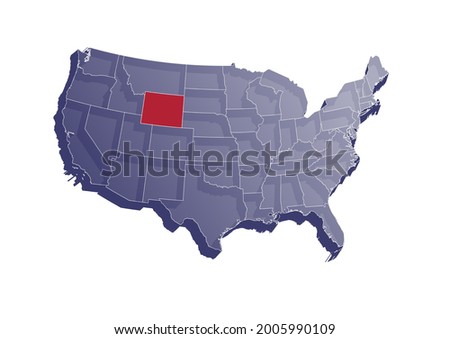 Wyoming shown on semitransparent vector map of the USA. Vector map of Wyoming . File is suitable for editing and prints of all sizes.