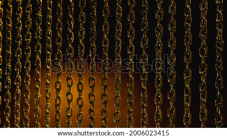 Background of iron chains, a wall of solid, robust, hard, strong, sturdy metal chains.