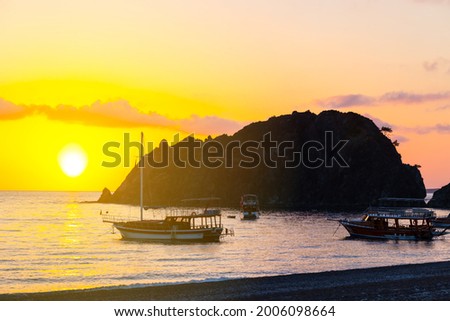 sea marine coast silhouette at the early morning
