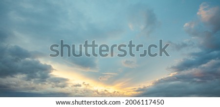 Puffy clouds blue summer sky with fluffy white clouds. Sky clouds day background
