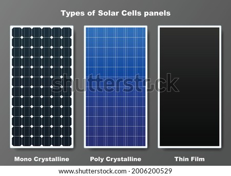 Types of Solar Cell Panels. Graphic vector Royalty-Free Stock Photo #2006200529