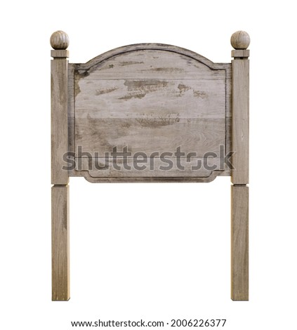 Wooden signboard mock up isolated on white background. Template of an empty stand display, park outdoor advertising banner placeholder, and poster with clipping path.