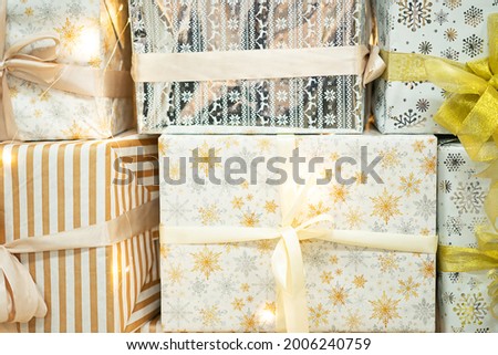 Christmas gift boxes. Merry Christmas and happy new year concept