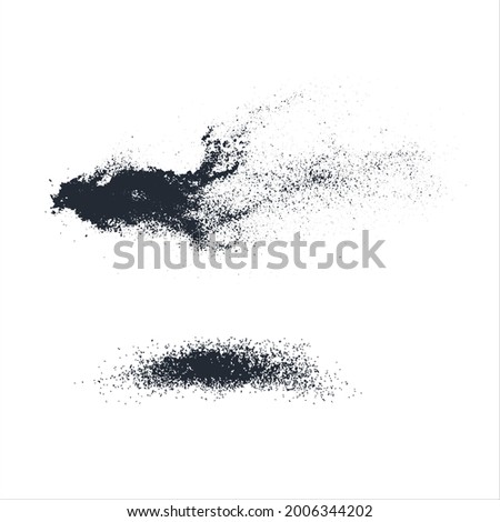 Black powder, dust, vector elements stock illustration.
Grunge design elements. Crushed charcoal isolated black on white background. Black powder, dust, different shapes. Royalty-Free Stock Photo #2006344202