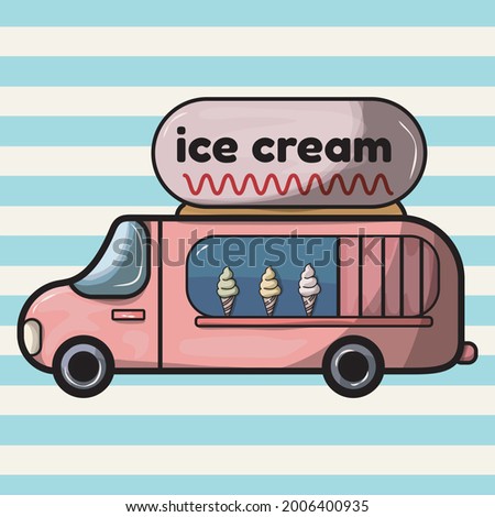 Ice Cream Van. Sale Sweets Dessert