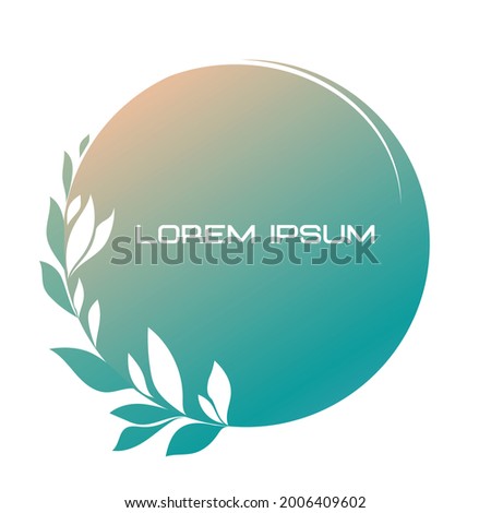 Round banner with leaves. Vector leaves on a round background. Summer spring element or logo