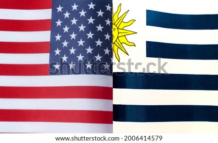 fragments of the national flags of the United States and Uruguay in close-up