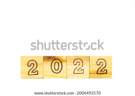 Alphabet letter block in word 2022 on white background