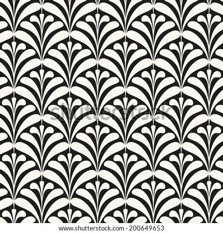 Vector seamless pattern. Floral stylish background. Regular stylized monochrome branches