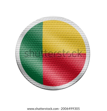 Benin flag isolated on white with clipping path. Benin flag frame with empty space for your text. National symbols of Benin.