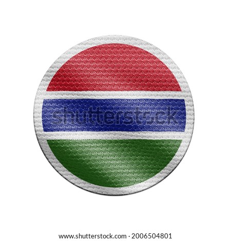 Gambia flag isolated on white with clipping path. Gambia flag frame with empty space for your text. National symbols of Gambia.