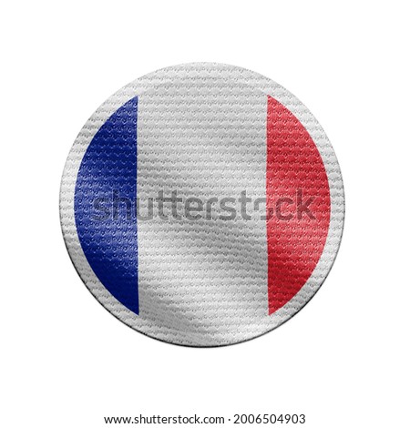 France flag isolated on white with clipping path. France flag frame with empty space for your text. National symbols of France.