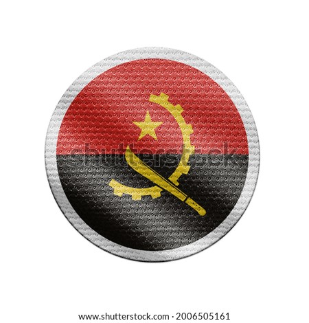 Angola flag isolated on white with clipping path. Angola flag frame with empty space for your text. National symbols of Angola.