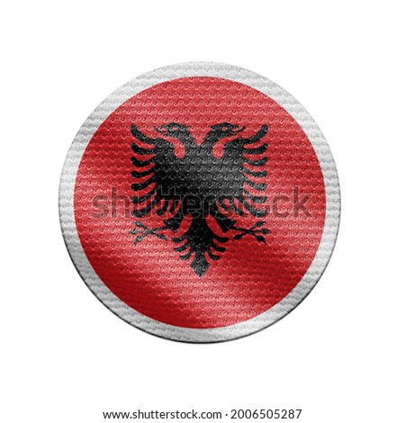 Albania flag isolated on white with clipping path. Albania flag frame with empty space for your text. National symbols of Albania.