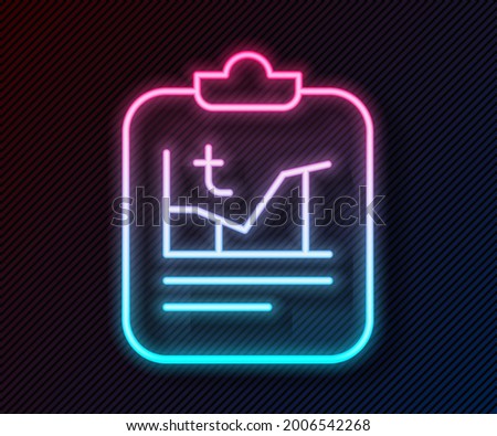 Glowing neon line Planet earth melting to global warming icon isolated on black background. Ecological problems and solutions - thermometer.  Vector