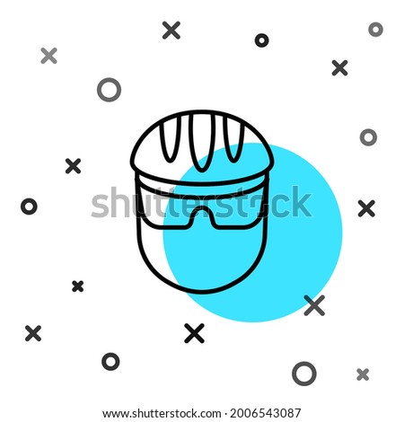 Black line Bicycle helmet icon isolated on white background. Extreme sport. Sport equipment. Random dynamic shapes. Vector