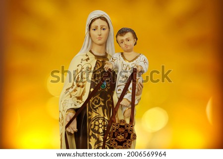 Statue of the image of Our Lady of Carmel, Nossa Senhora do Carmo, mother of God in the Catholic religion Royalty-Free Stock Photo #2006569964