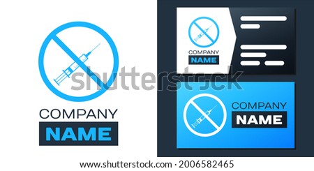 Logotype No vaccine icon isolated on white background. No syringe sign. Vaccination, injection, vaccine, insulin concept. Logo design template element..