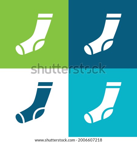 Athletic Sock Flat four color minimal icon set