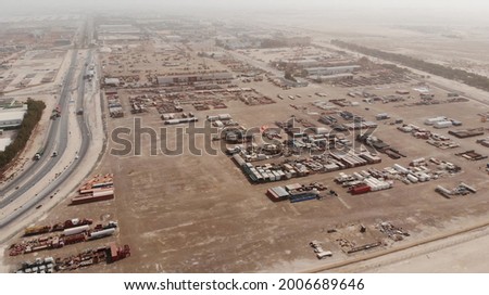AERIAL. Top view of indusrtry zone at UAE Royalty-Free Stock Photo #2006689646