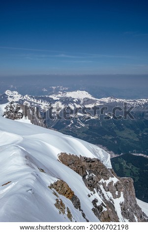 Snow Covered Moutain - view from Jungfraujoch Sphinx Observatory - Jungfrau Region, Mönch, Eiger - Swiss Alps, Switzerland