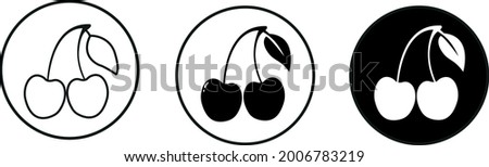 Cherries icon isolated on black and white background. Vector