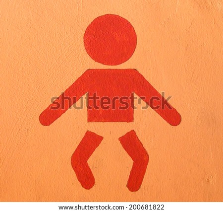 Sign restroom for baby on wall toilet