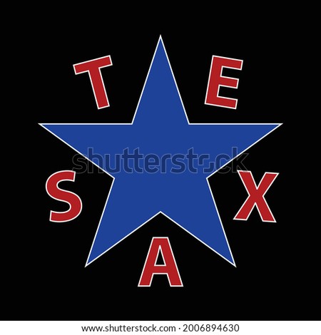 Texas With Star design. Texas t-shirt design Vector.