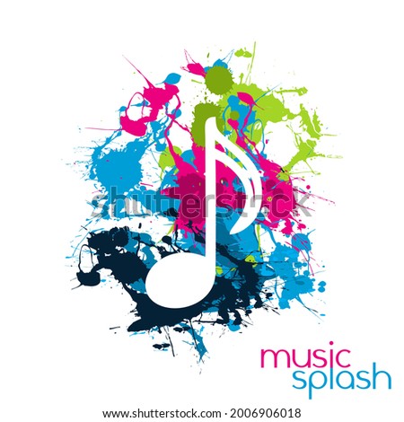 music notation logo with colorful splash