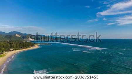 Aerial photo of Babah Kuala beach in Aceh Indonesia