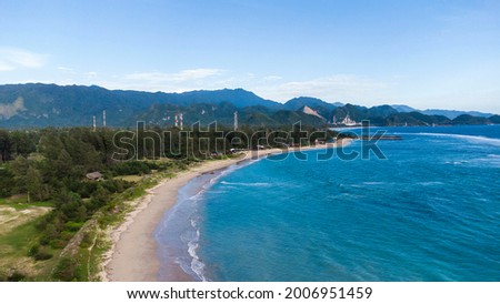 Aerial photo of Babah Kuala beach in Aceh Indonesia