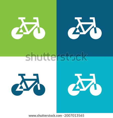 Bicycle Flat four color minimal icon set