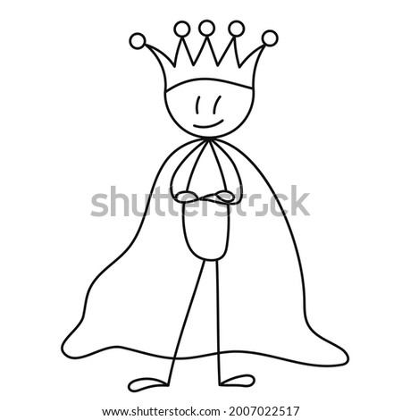 stick figure male king, isolated, vector